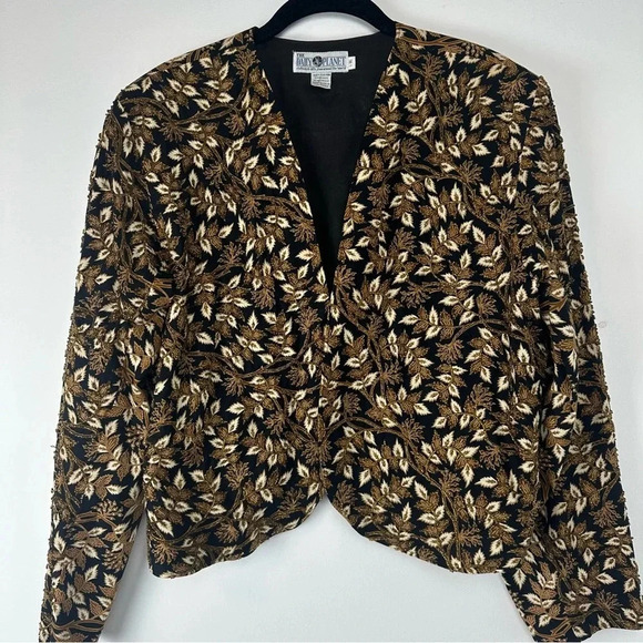 The Daily Planet Vintage Women’s Open Jacket Size L/XL  Floral Cropped Beaded - Picture 1 of 7